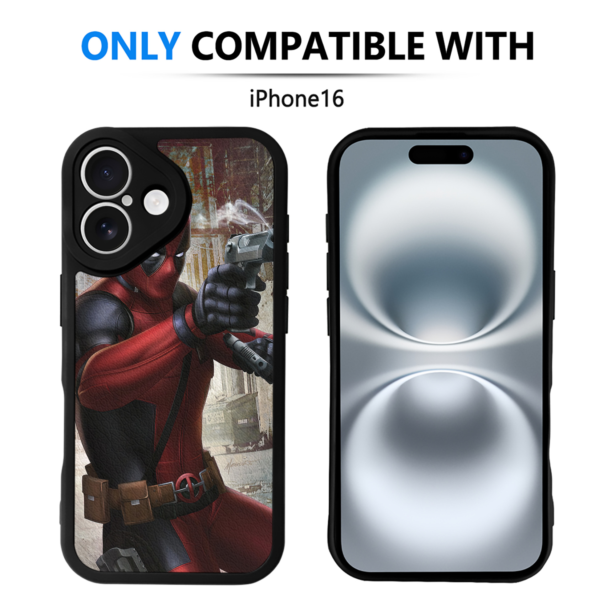 （画像用） Deadpool デッドプール 【iPhone 16シリーズ対応】シリコンスマホケース（レザー調） 材質：シリコン